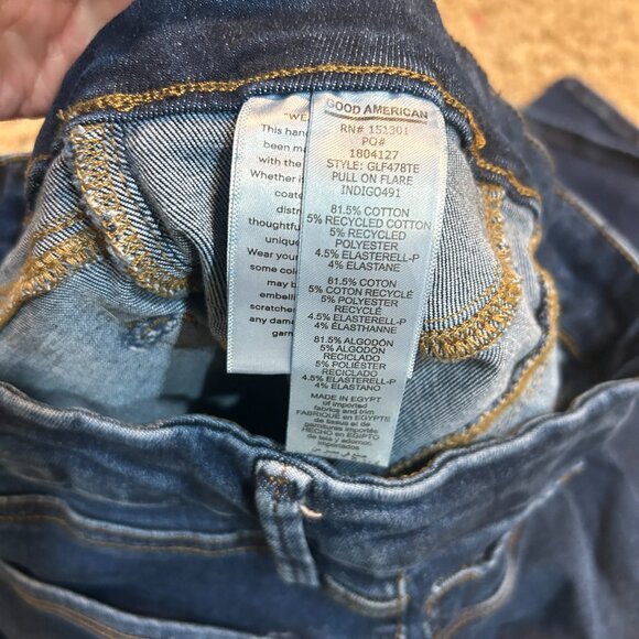 GOOD AMERICAN Pull on Flare Jeans in Women's Size Medium Dark Wash Stretchy - Picture 6 of 6